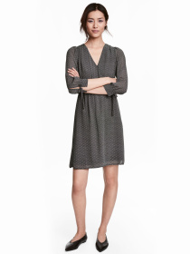 Платье мини H&M модель 12-4529835_черно-белый узор Фото