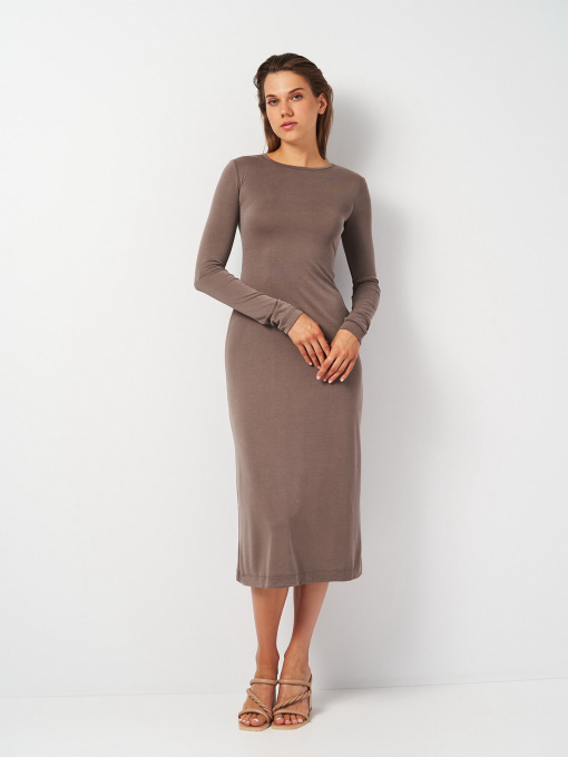 Платье миди H&M модель 2001006ral_Серо-бежевый Фото