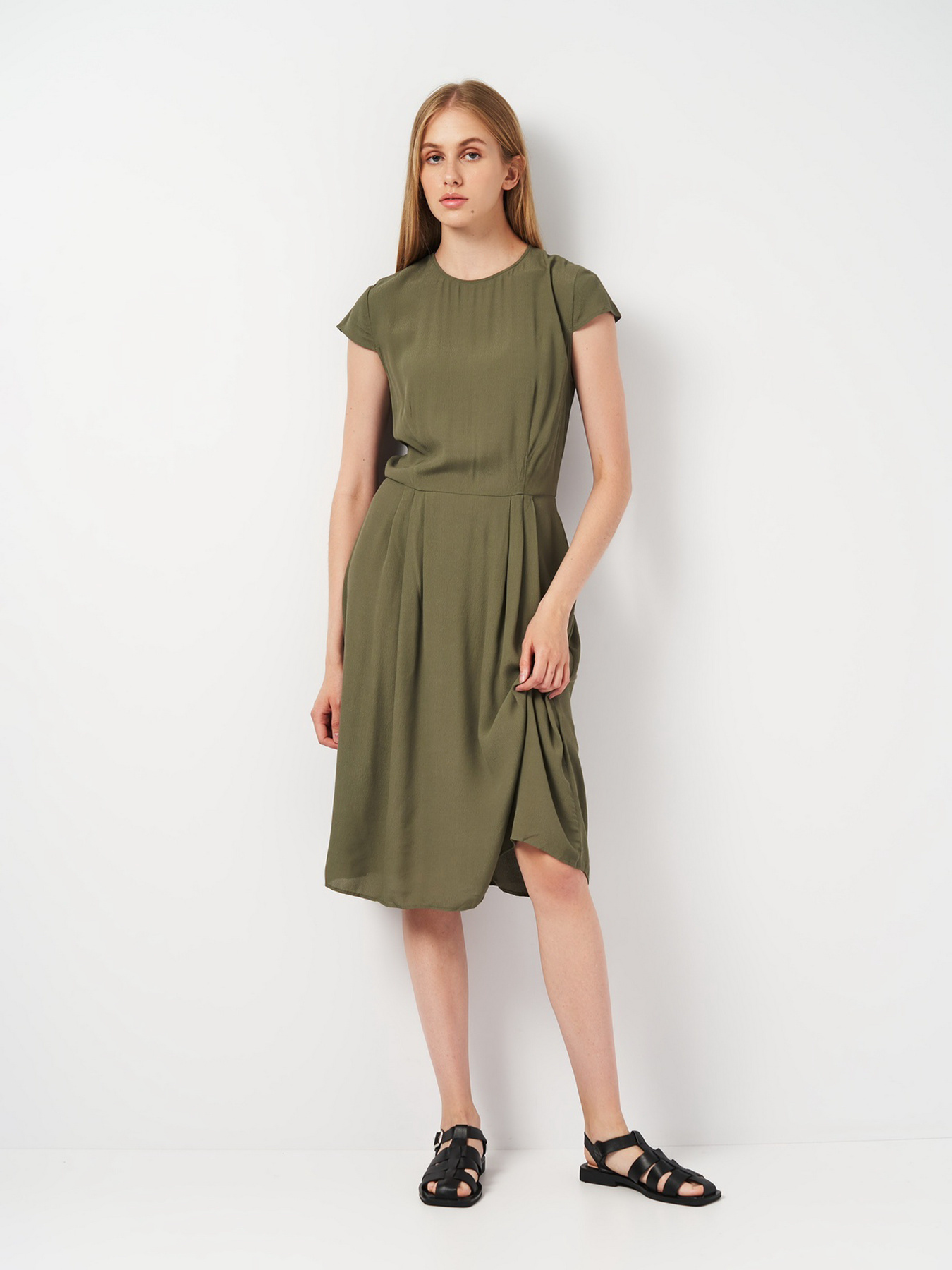 Платье мини H&M модель 2001071ral_Хаки Фото