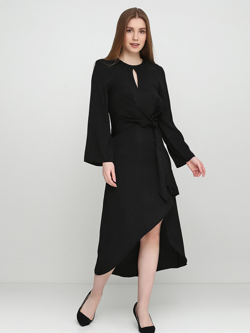 Платье миди H&M модель 2F718227_черный с принтом Фото