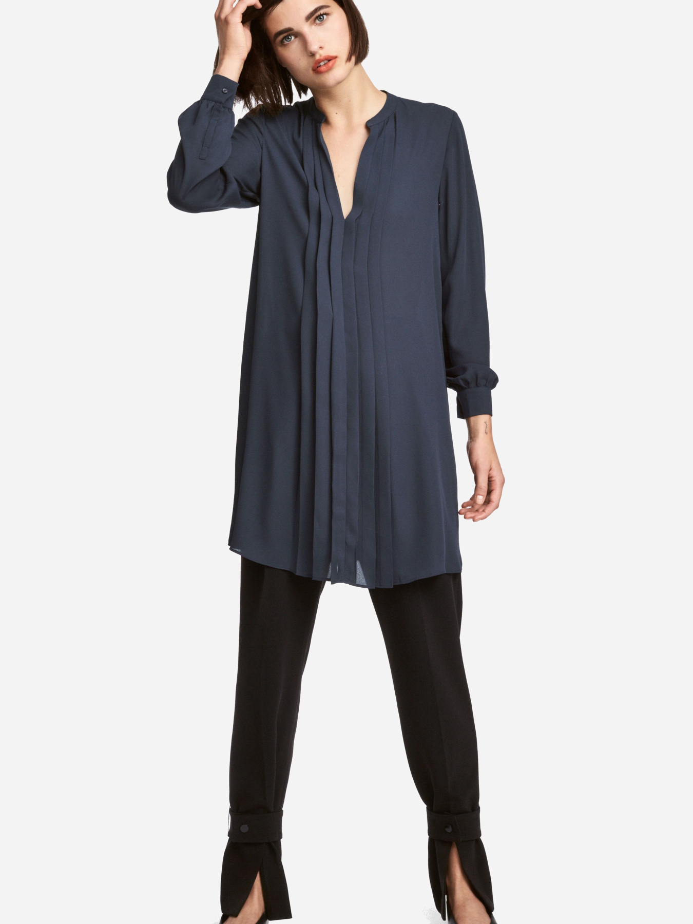 Платье миди H&M модель 5281886log_Темно-синий Фото