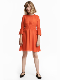 Платье мини H&M модель 5459316RP21_оранжевый Платье мини H&M модель 5459316RP21_оранжевый Фото