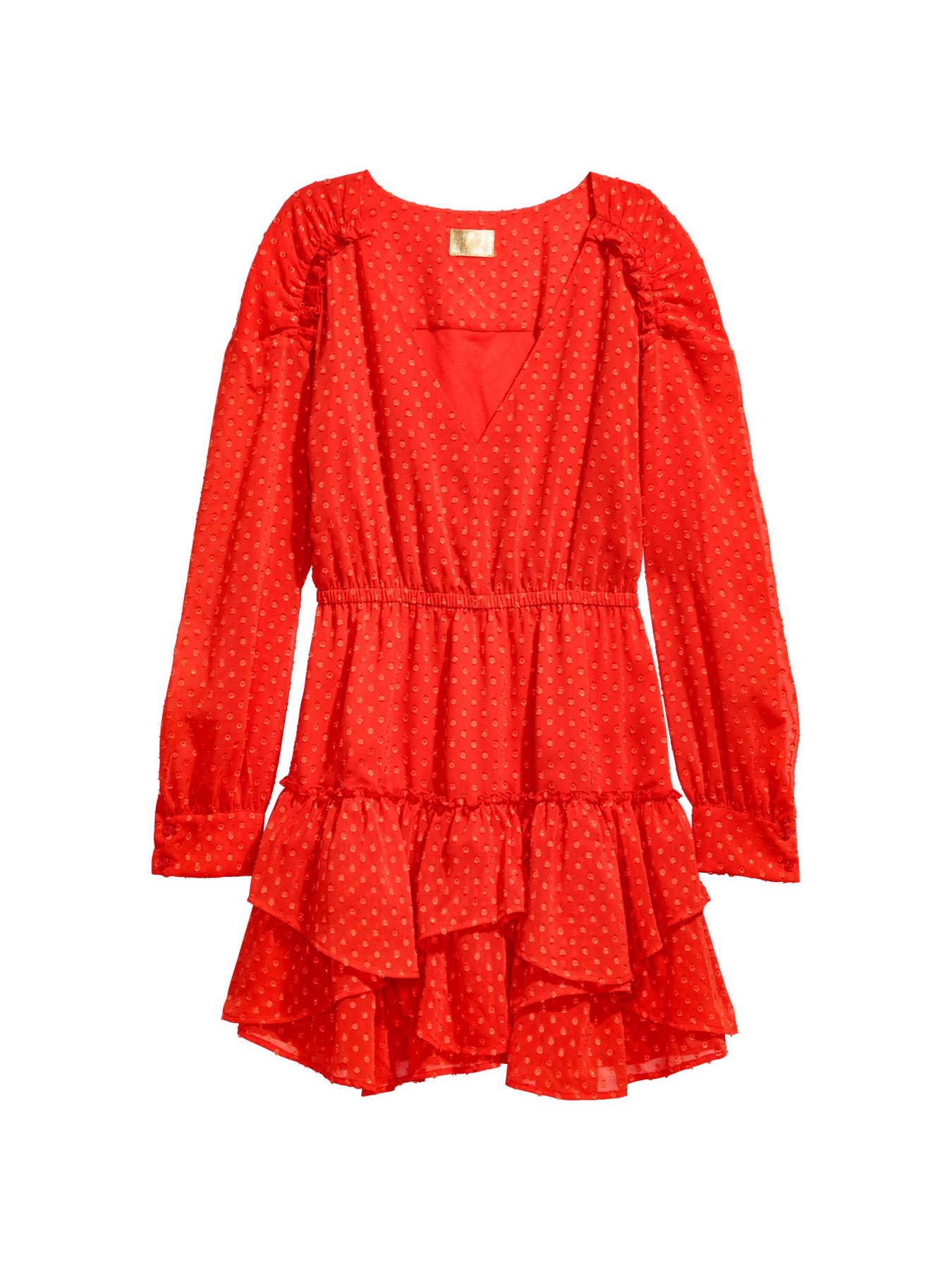 Платье мини H&M модель 6014687dlog_Ярко-красный Фото