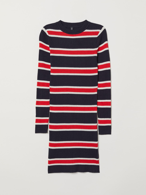 Платье мини H&M модель 6622578RP11_темно-синий в полоску Фото