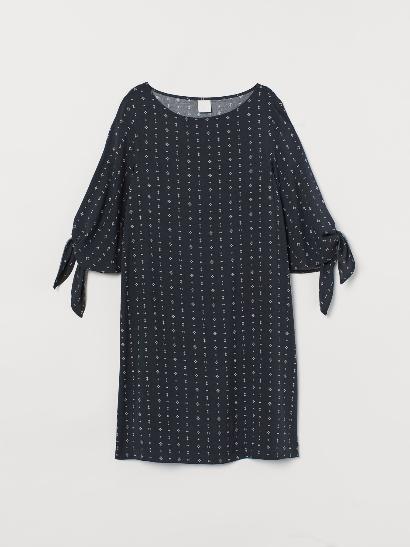 Платье мини H&M модель 7537240sm_темно-синий с узором Фото