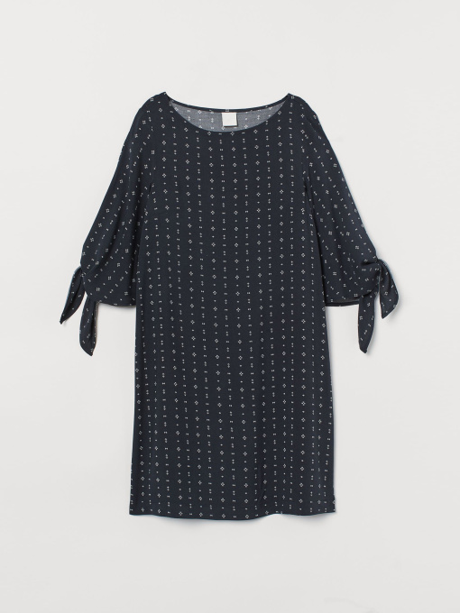 Платье мини H&M модель 7537240sm_темно-синий с узором Фото