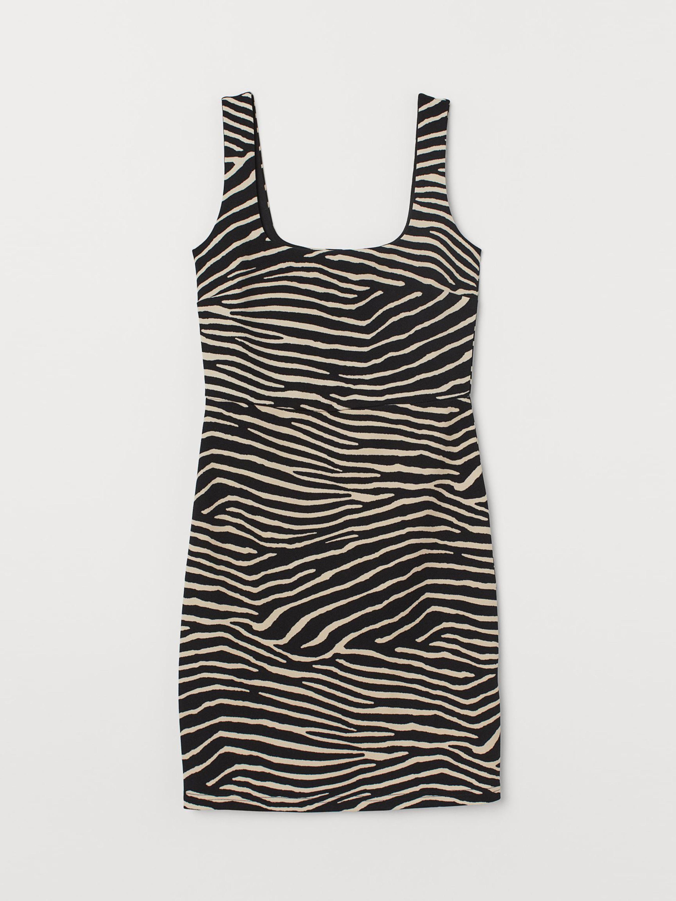 Платье мини H&M модель 8033780log_Черно-бежевый Фото