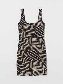 Платье мини H&M модель 8033780log_Черно-бежевый Фото