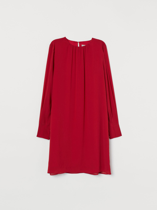 Платье мини H&M модель 8105920log_Темно-красный Фото