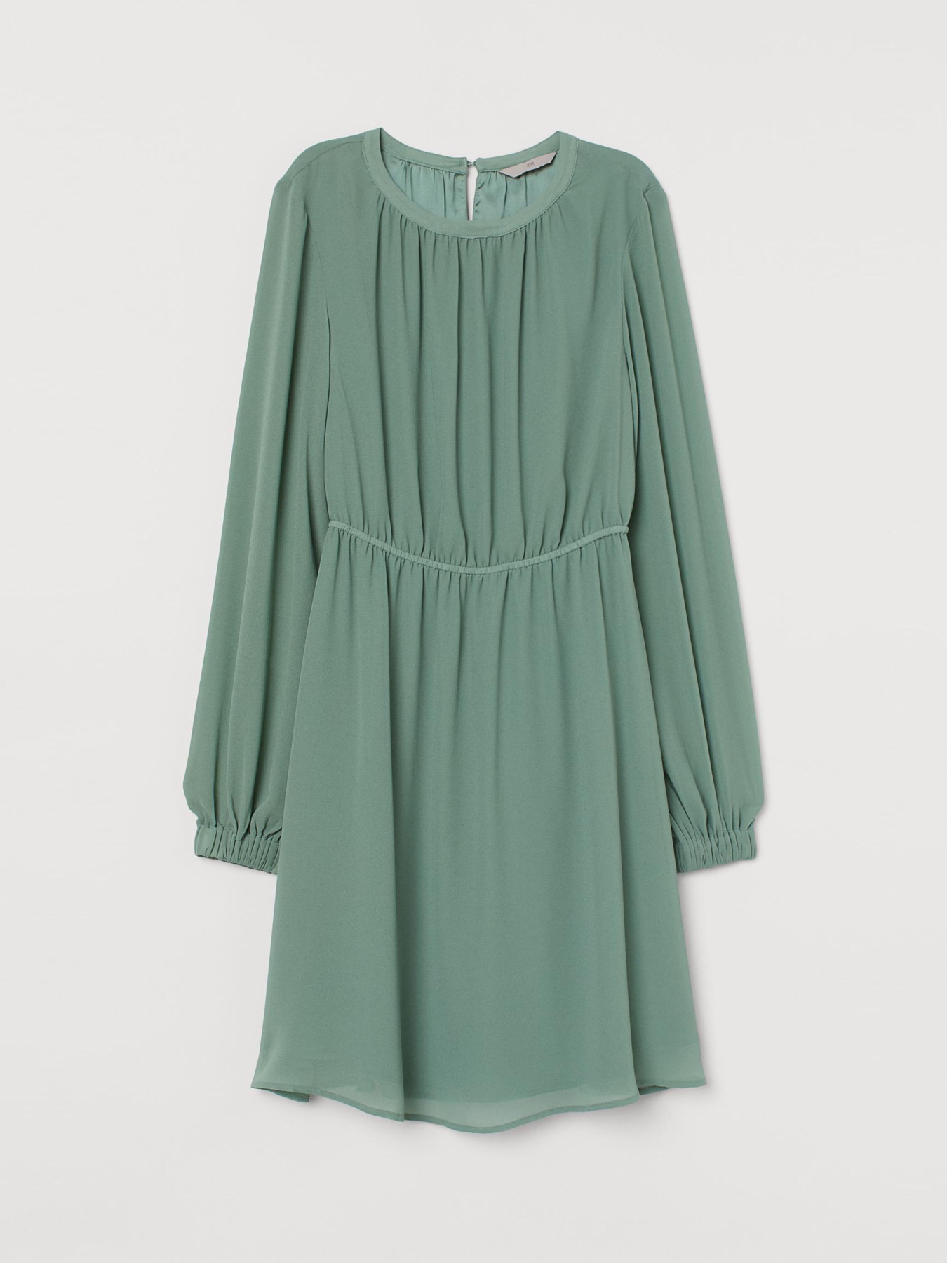 Платье миди H&M модель 8538391wer_Зеленый вымытый Платье миди H&M модель 8538391wer_Зеленый вымытый Фото