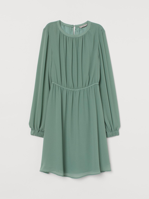 Платье миди H&M модель 8538391wer_Зеленый вымытый Фото