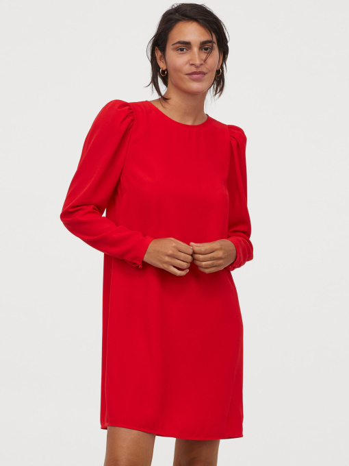 Платье мини H&M модель 9156252sm_ярко-красный Фото