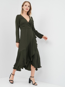 Платье миди H&M модель 9184311RP31_темно-зеленый Фото