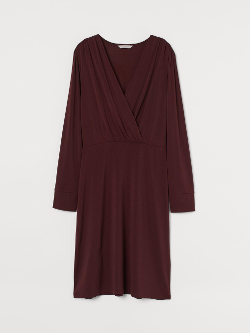 Платье миди H&M модель 9235222bar_Бордовый Фото