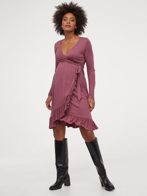 Платье мини H&M модель 9472582sm_темно-розовый Фото