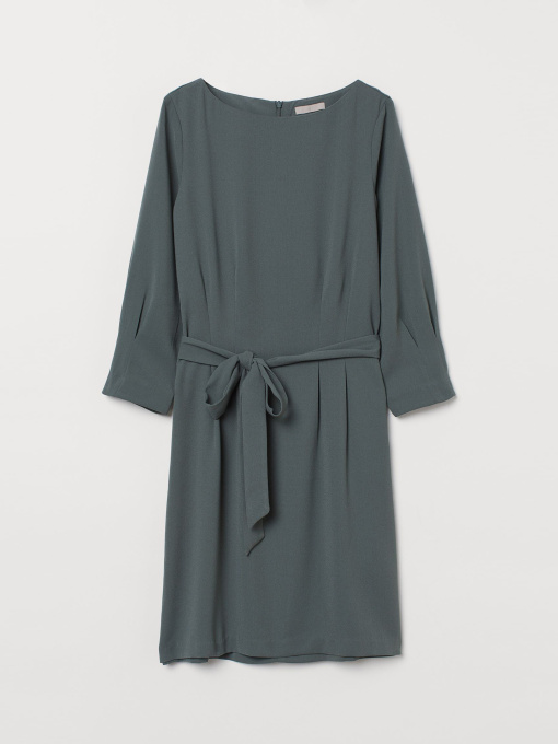 Платье мини H&M модель 9548323abr_Серо-зеленый Фото