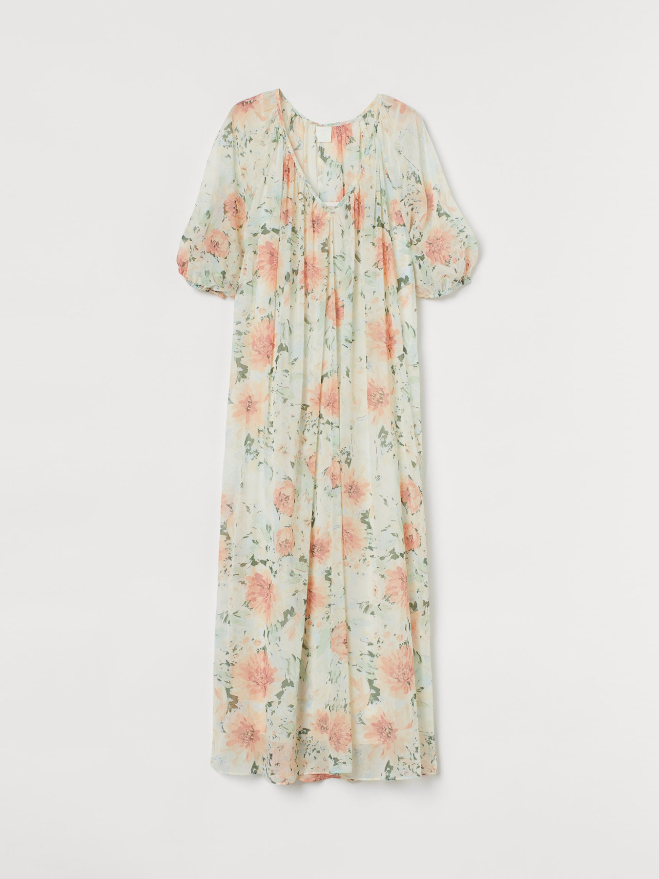 Платье макси H&M модель 9795963wer_Салатово-оранжевый Платье макси H&M модель 9795963wer_Салатово-оранжевый Фото