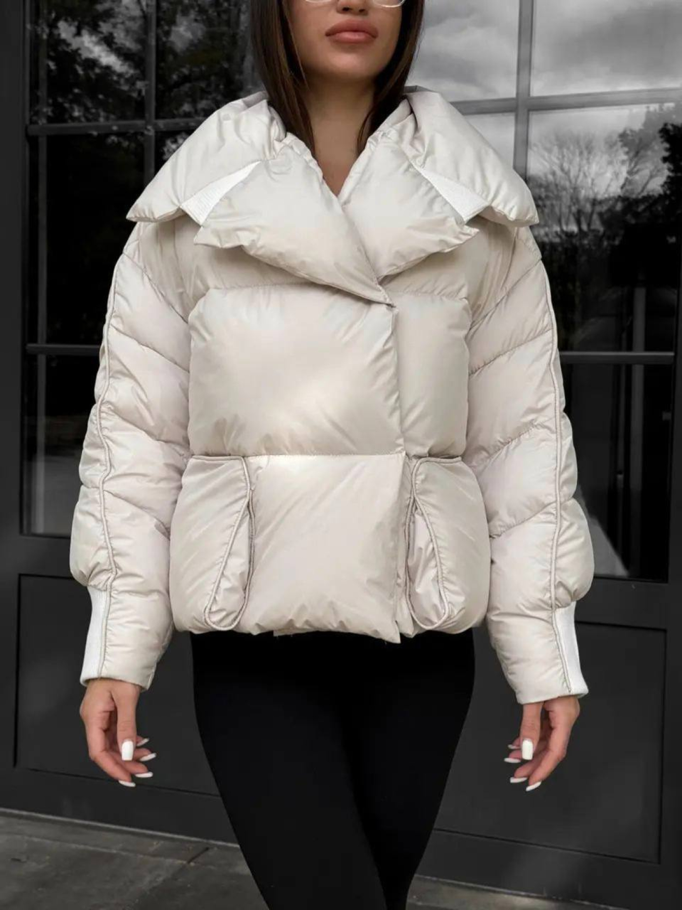 Зимняя куртка D&V couture модель DV-0011-BEIGE Фото