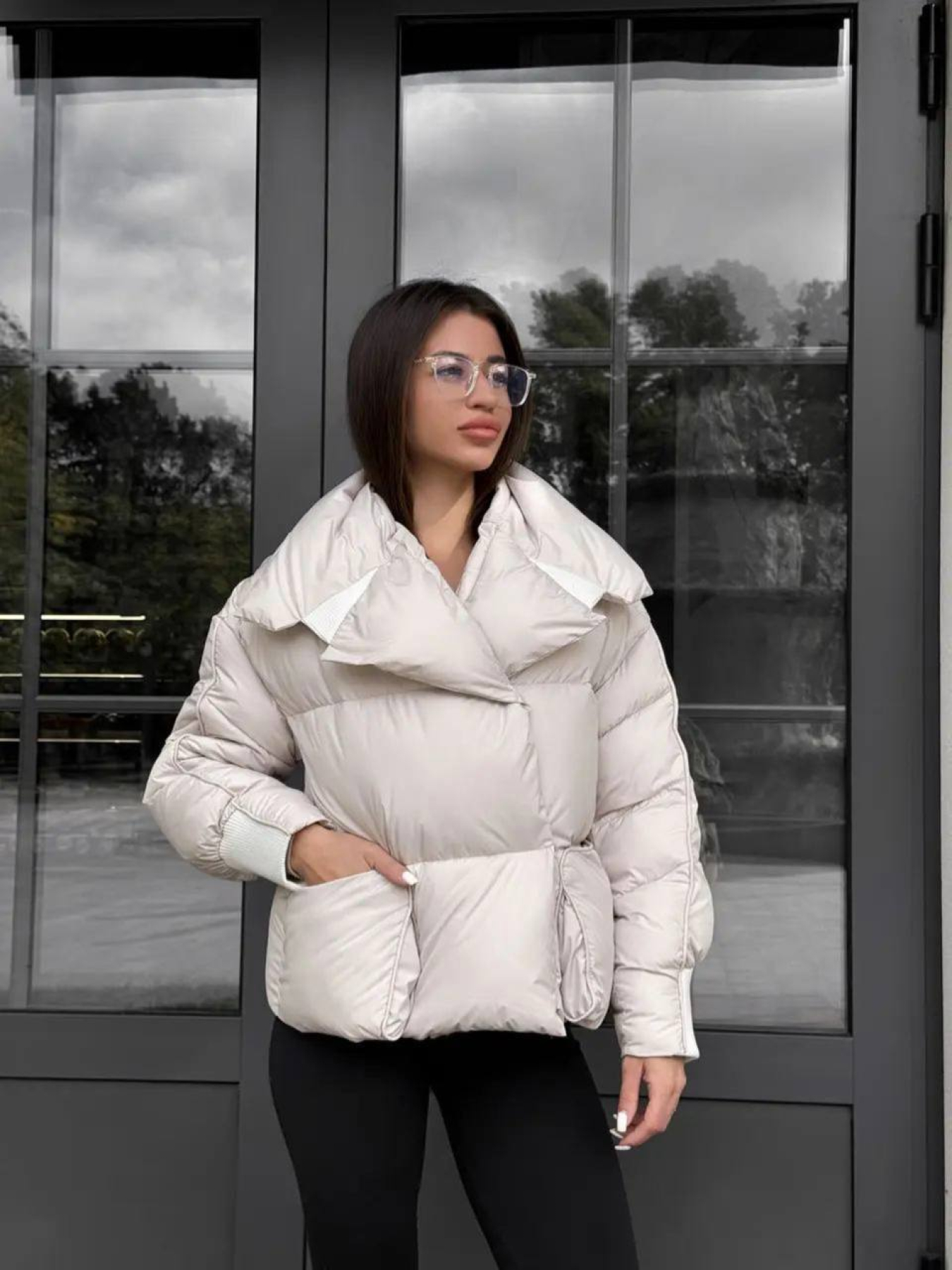 Зимняя куртка D&V couture модель DV-0011-BEIGE Фото