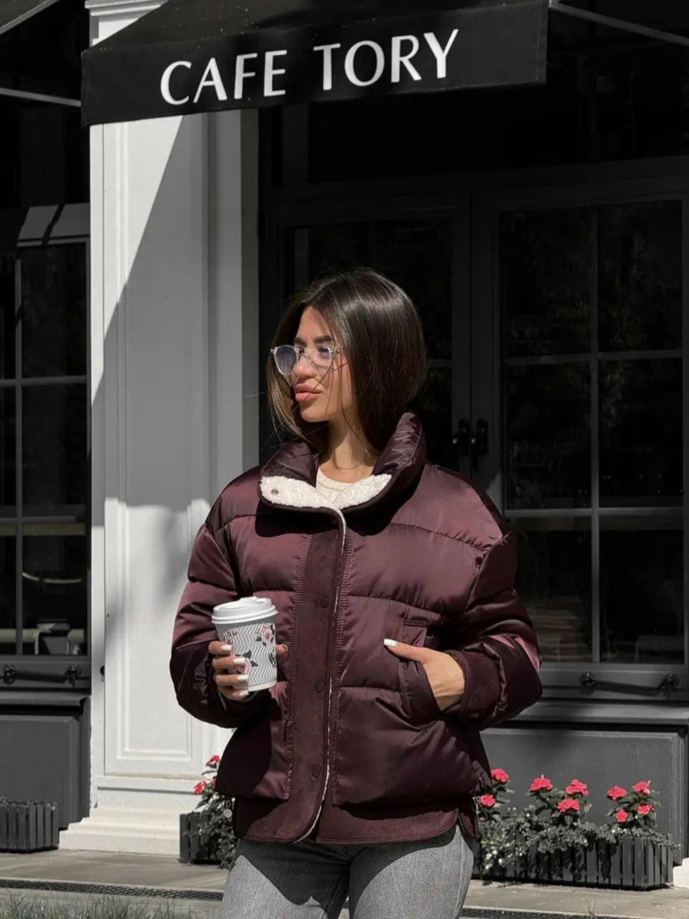 Демисезонная куртка D&V couture модель DV-0010-BURG Фото