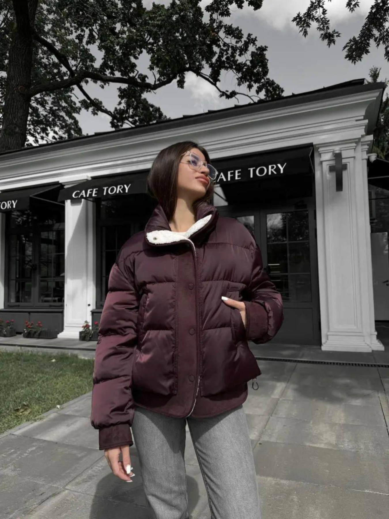 Демисезонная куртка D&V couture модель DV-0010-BURG Фото