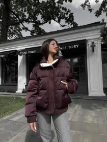 Демисезонная куртка D&V couture модель DV-0010-BURG Фото