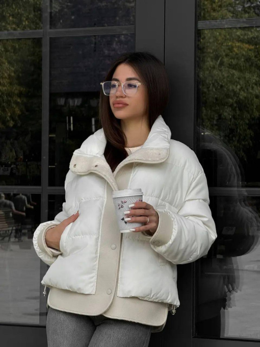 Демісезонна куртка D&V couture модель DV-0010-MILK Фото