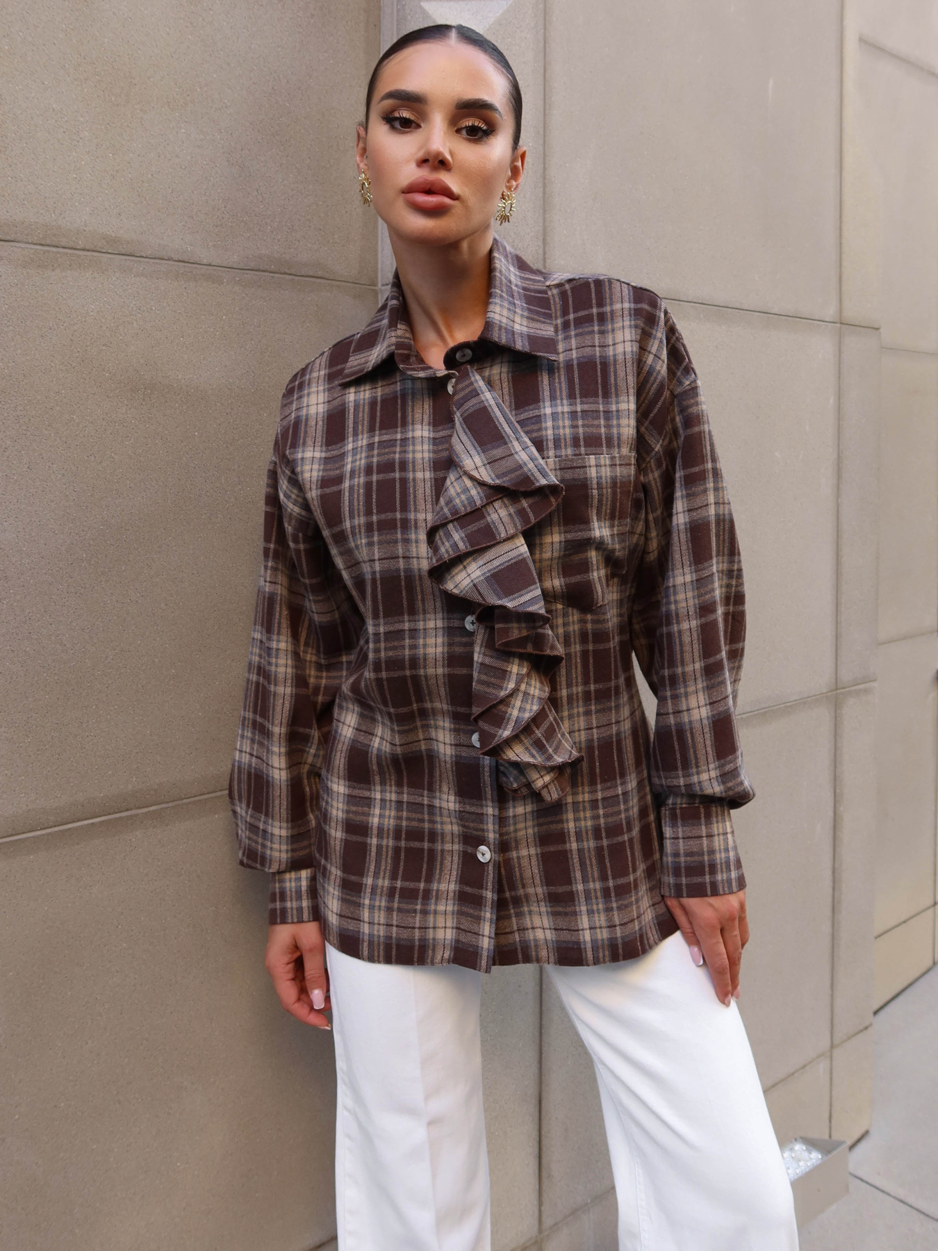 Сорочка повсякденна Jadone Fashion модель Sorochka_Siut_shokolad Фото