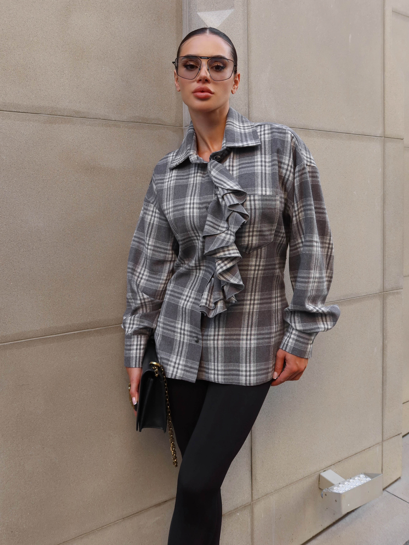 Рубашка повседневная Jadone Fashion модель Sorochka_Siut_siryi Фото