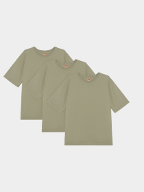 Набір футболок Ейсік Оверсайз модель NabirTemnoBezhevyi3Sht Фото