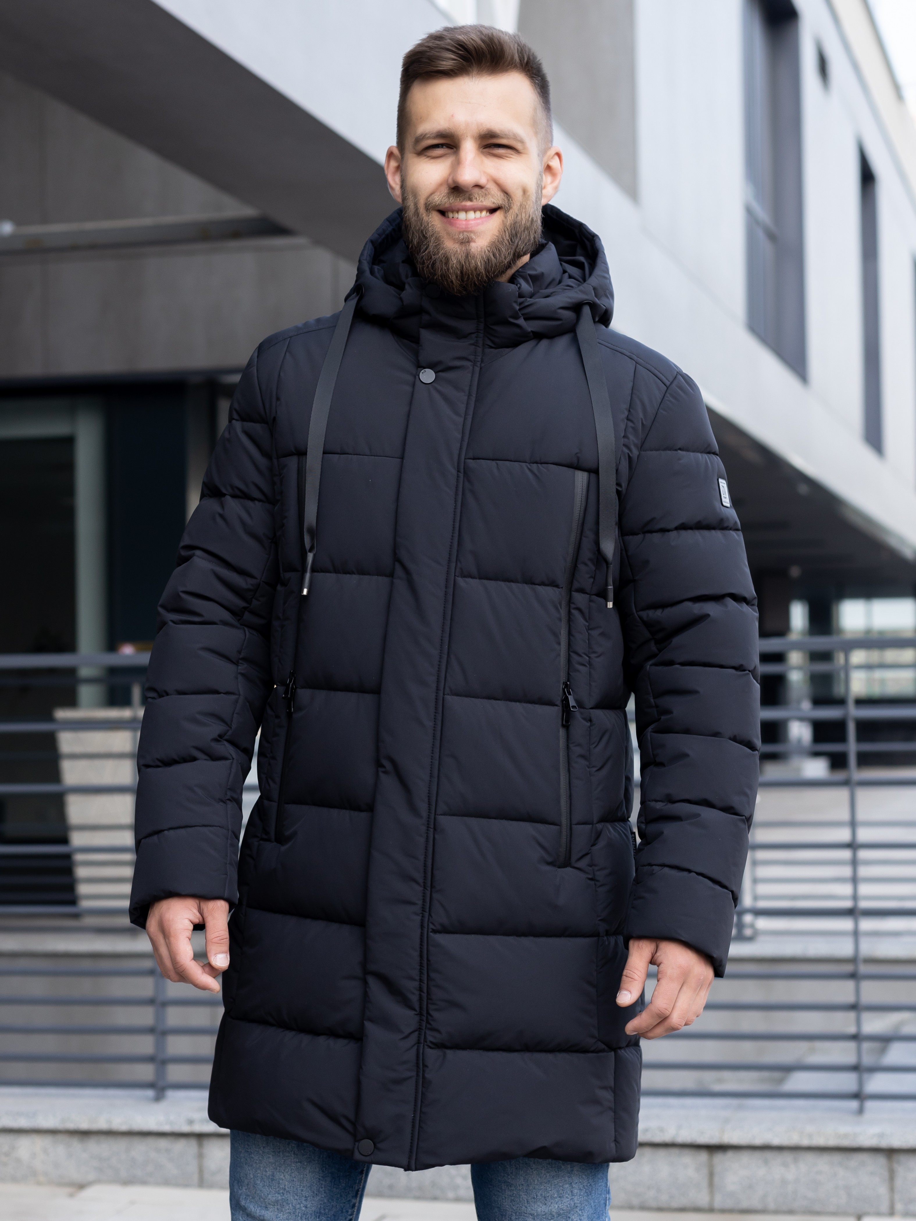 Чоловічий Пуховик D&V couture  (80-DVLS) колір чорний, матеріал поліестер