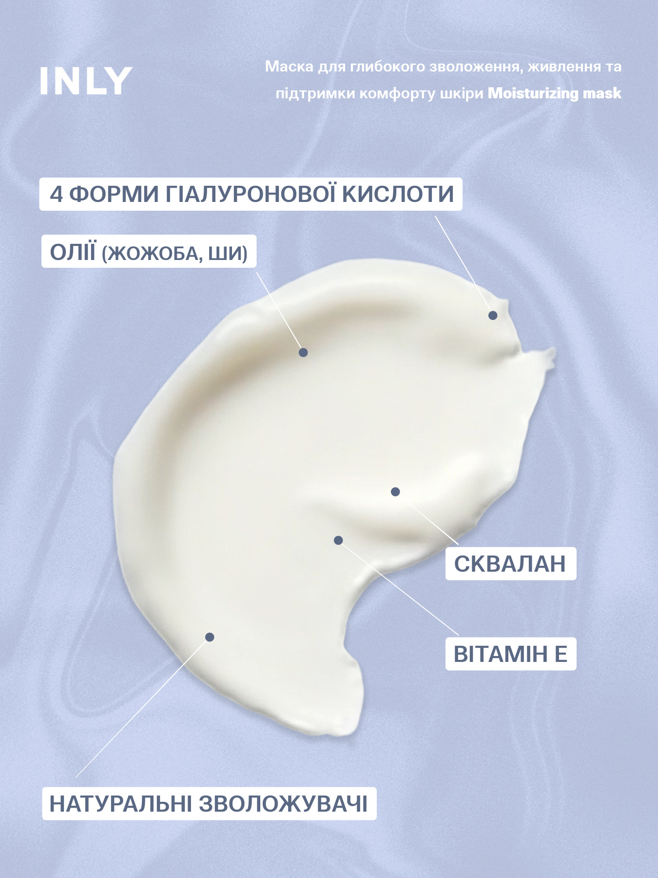 Moisturizing Mask
Маска для глубокого увлажнения, питания и поддержания комфорта кожи INLY модель 682426 Фото