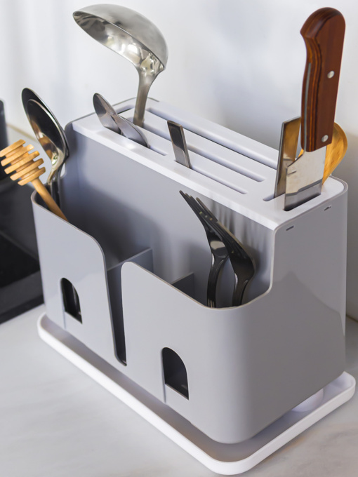 Подставка для кухонных принадлежностей MBM HOME модель KP-55 GRAY/WHITE Фото