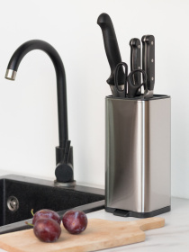 Подставка для ножей из нержавеющей стали MBM HOME модель KP-67 SS/BLACK Фото