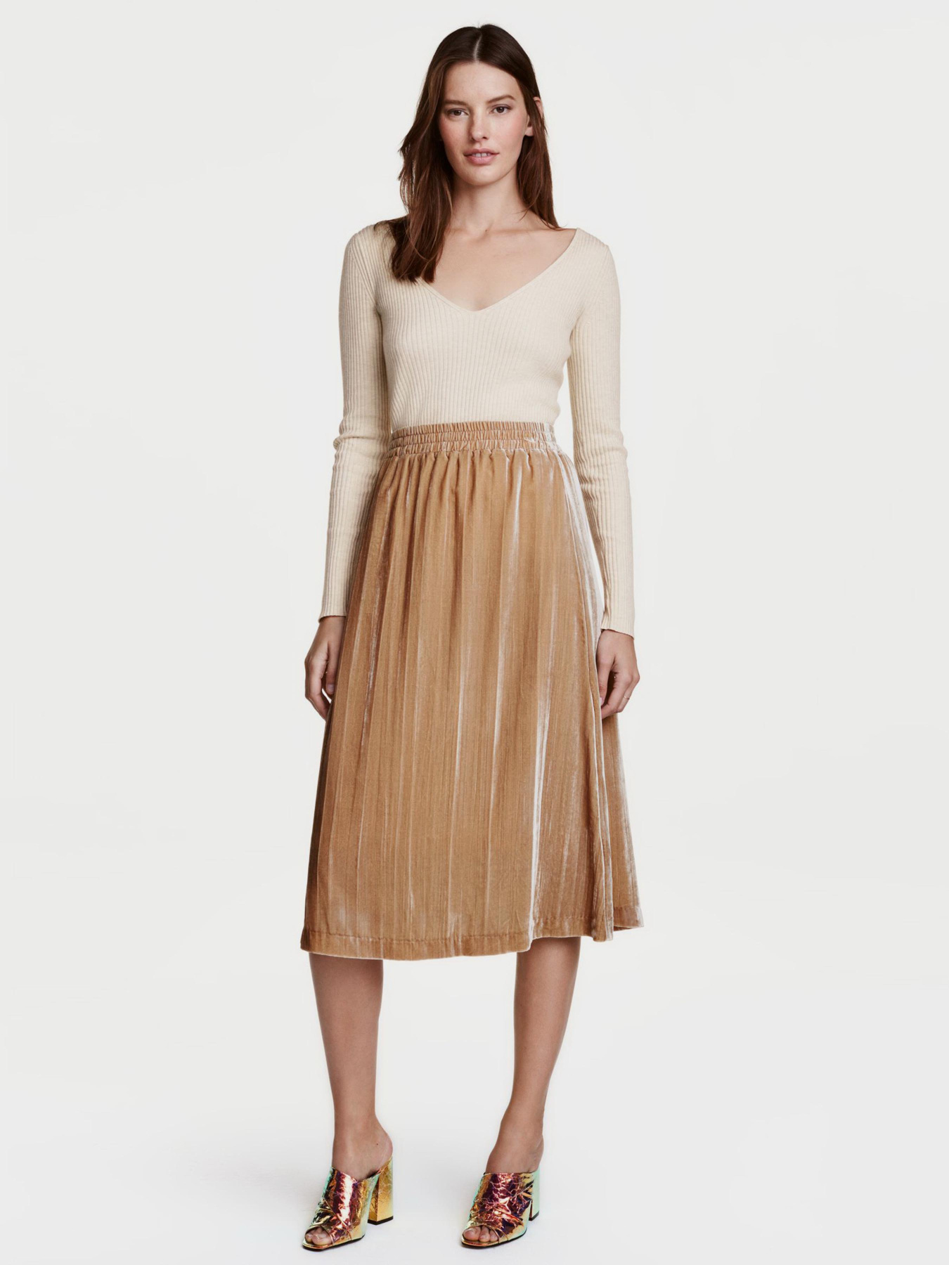 Спідниця міді H&M модель 4638904RP1_бежевый Фото