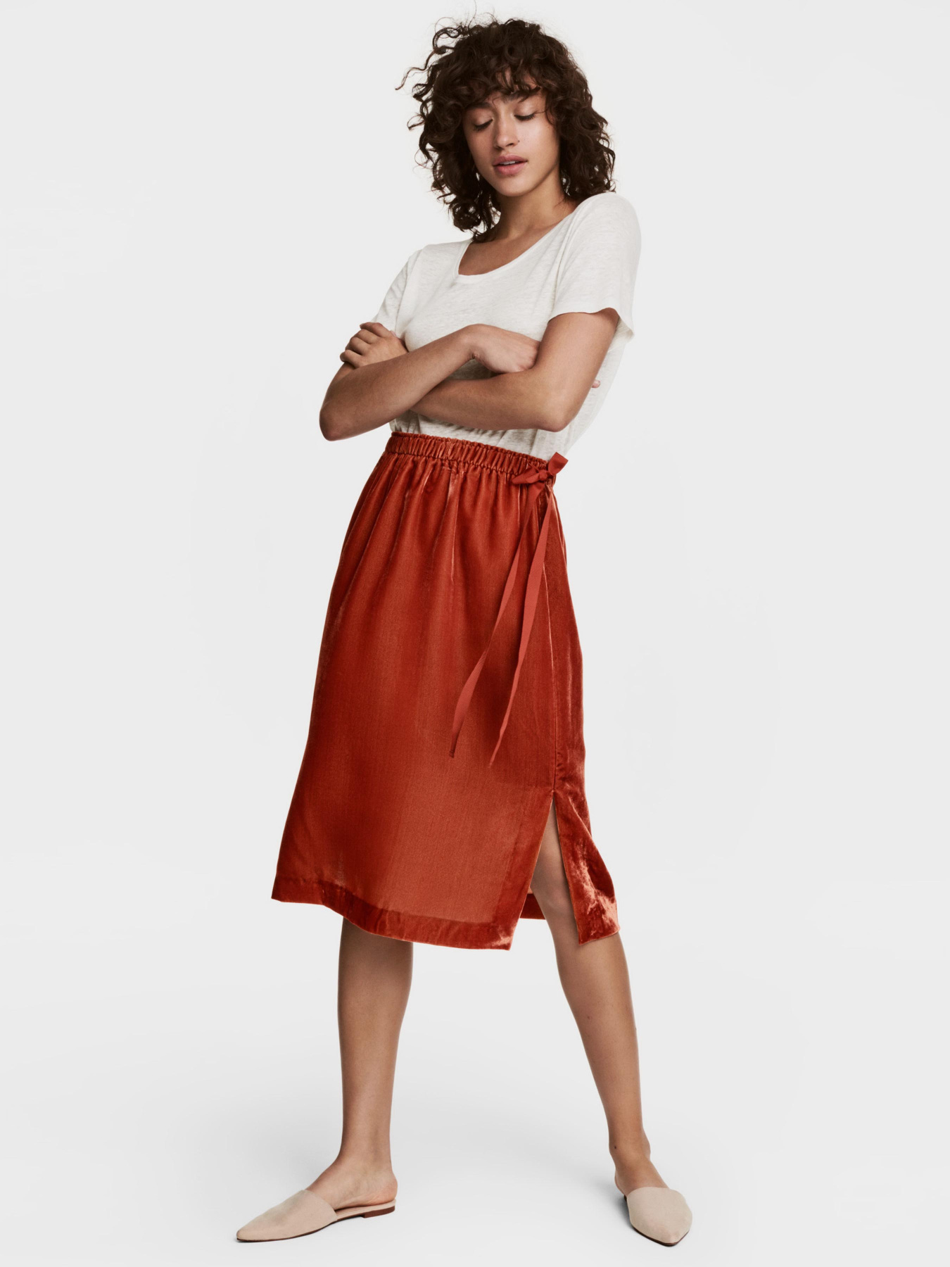 Юбка миди H&M модель 5518776RP2_терракотовый Фото