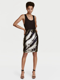 Спідниця міні H&M модель 4879004dm_золотистый черный Фото