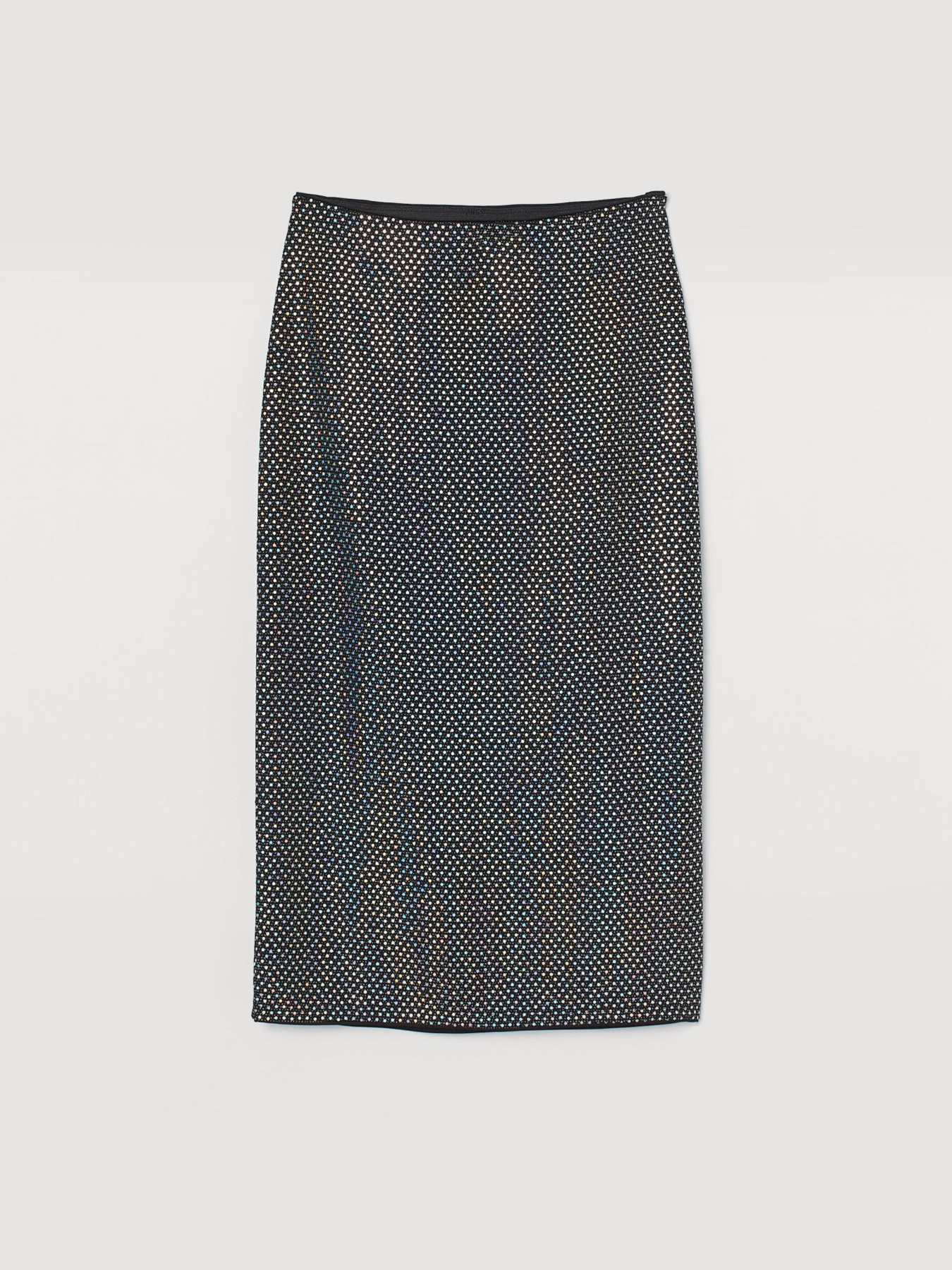 Юбка миди H&M модель 852162sm_черный-блестящий Фото
