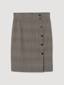 Спідниця міді H&M модель 6557100sm_серо-бежевый в клетку Фото