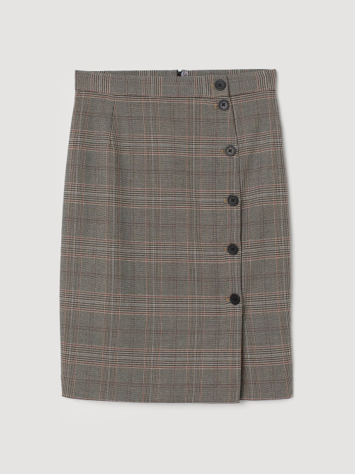 Спідниця міді H&M модель 6557100sm_серо-бежевый в клетку Фото