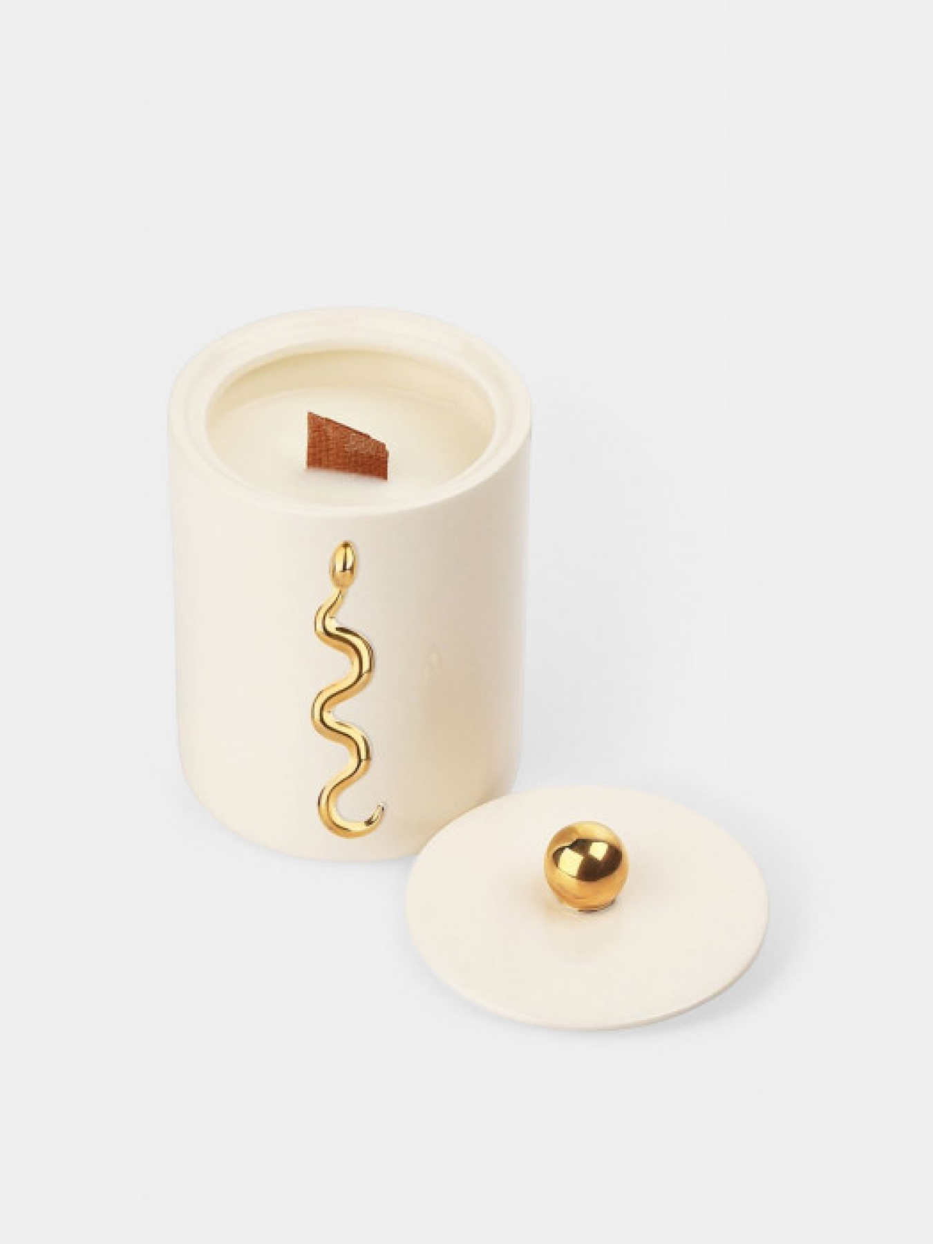 Біла свічка зі змією та позолотою GUNIA Project модель 7927 Фото