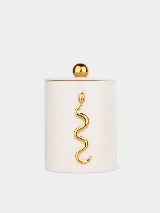 Белая свеча со змеей и позолотой GUNIA Project модель 7927 Фото