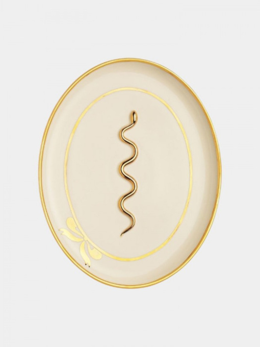 Молочная рельефная тарелка «Сузірʼя» с позолотой GUNIA Project модель 7931 Фото