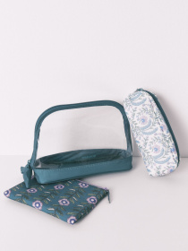 Набір з 3 косметичок із зеленим принтом Women'secret модель 4842957-29 Фото