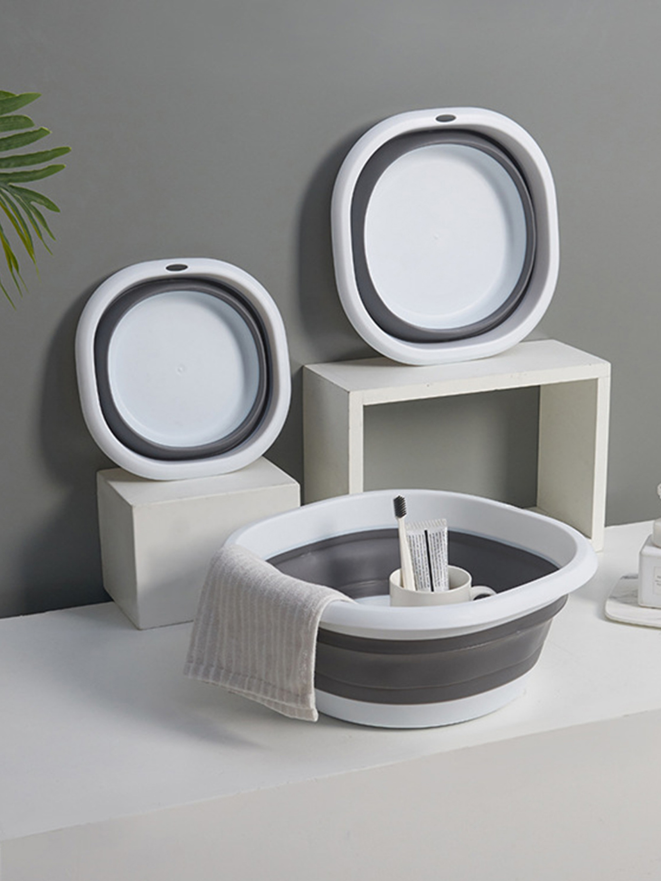 Тазик складной MBM HOME модель KP-76 WHITE/GRAY Фото