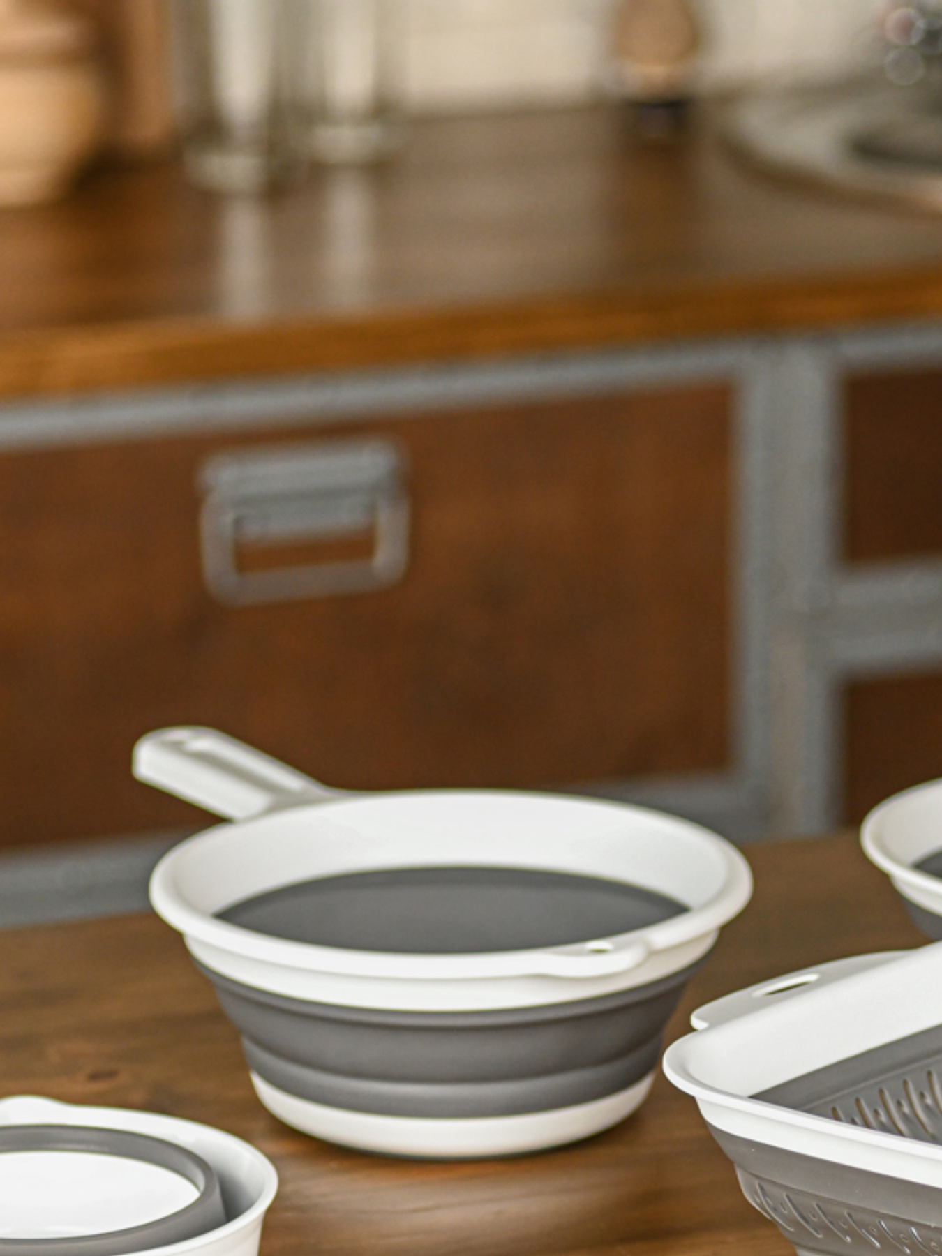 Друшляк складаний з ручкою MBM MY HOME модель KP-79 WHITE/GRAY Фото