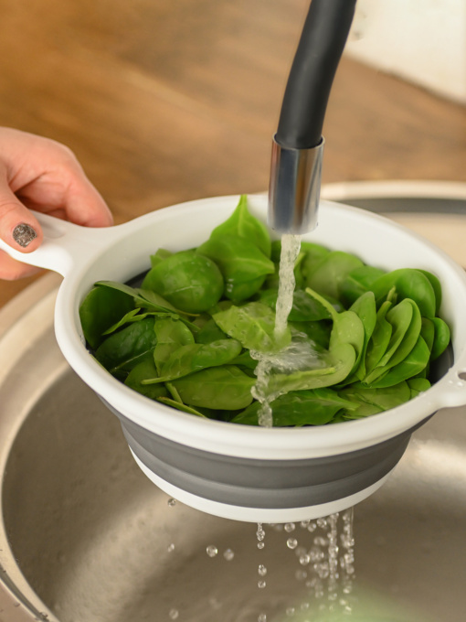 Дуршлаг складной с ручкой MBM MY HOME модель KP-79 WHITE/GRAY Фото