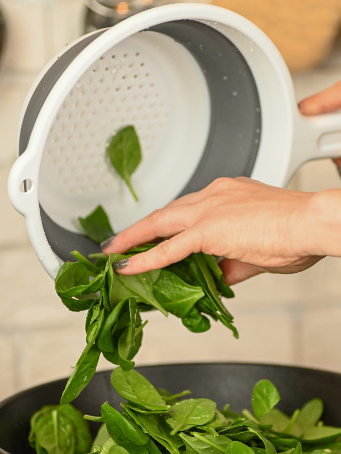 Друшляк складаний з ручкою MBM HOME модель KP-79 WHITE/GRAY Фото