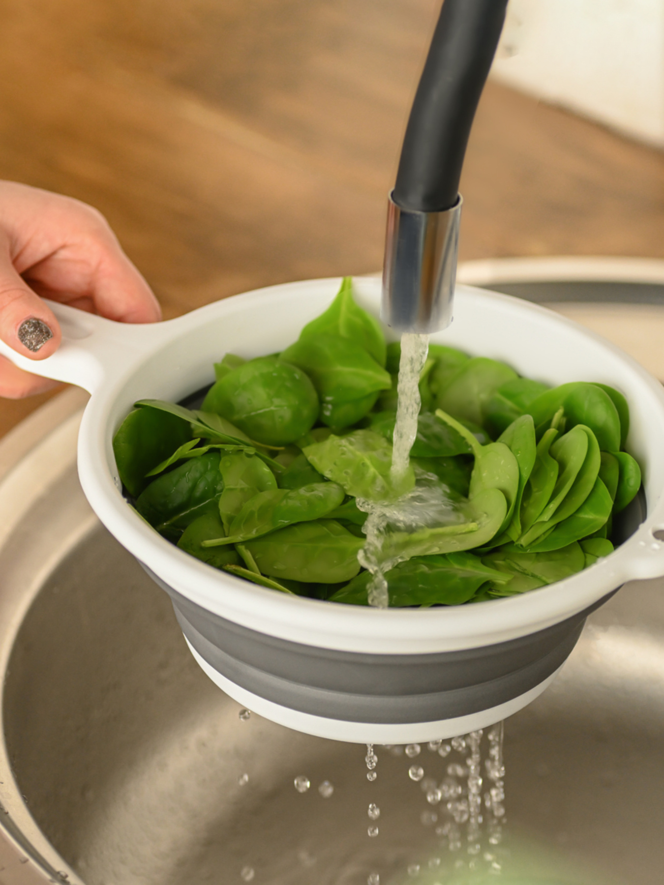 Друшляк складаний з ручкою MBM HOME модель KP-79 WHITE/GRAY Фото