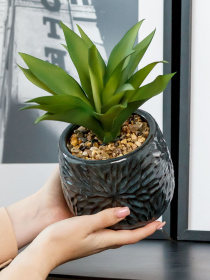 Искусственное растение в горшке MBM MY HOME модель DH-FLOWERS-13 GREEN/BLACK Фото